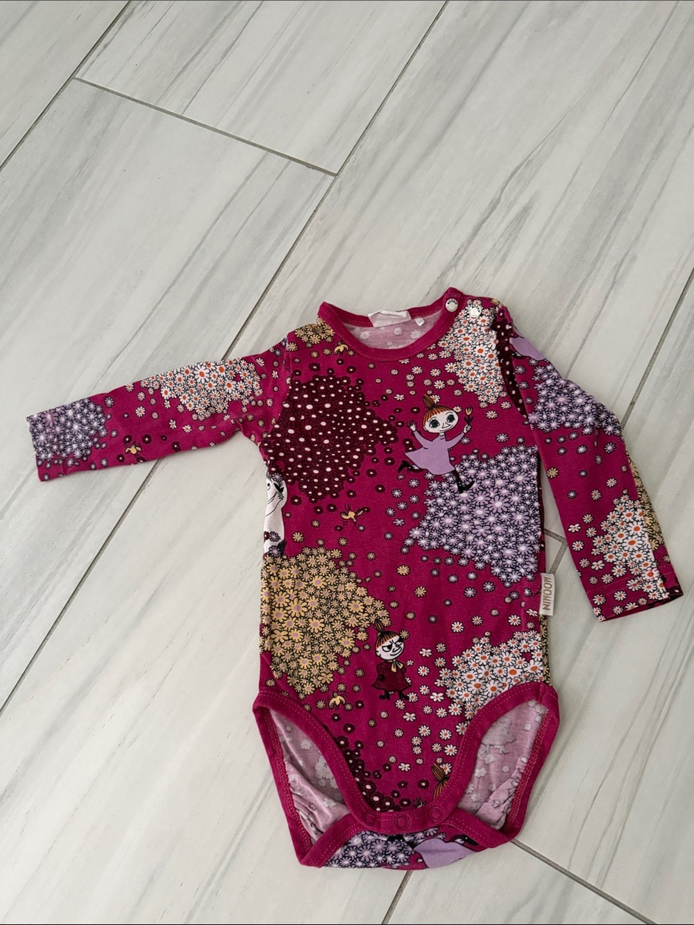 Moomin Characters Cotton Magenta Long-Sleeve Baby Bodysuit 3-6M/68cm